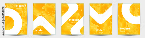 watercolor brochure, flyer, booklet, card, colorful design set.