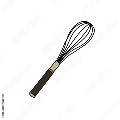 whisk doodle icon, vector color line illustration
