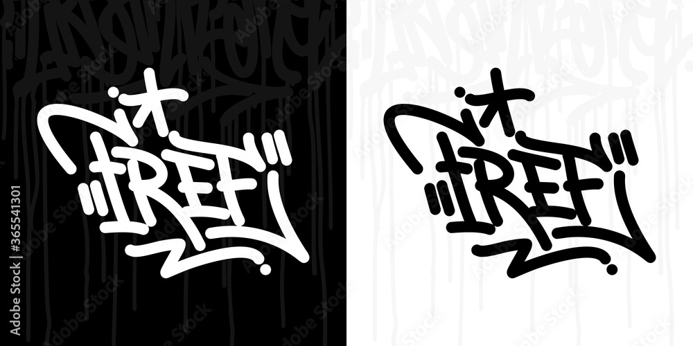 Abstract Hip Hop Hand Written Graffiti Style Word Free Vector Illustration Art - obrazy, fototapety, plakaty 