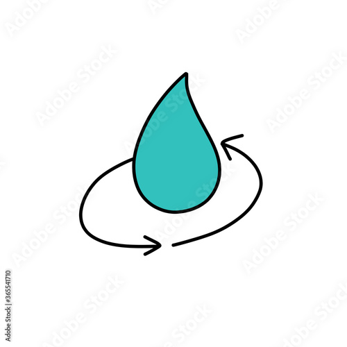 water balance doodle icon, vector color illustration
