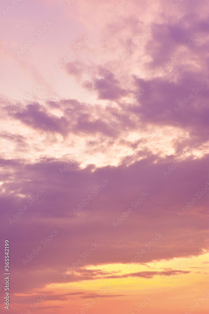 sunset in the sky, Abtract ​background​ texture​ of purple and orange sky on sunset in evening 