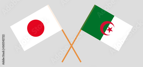 Crossed flags of Algeria and Japan