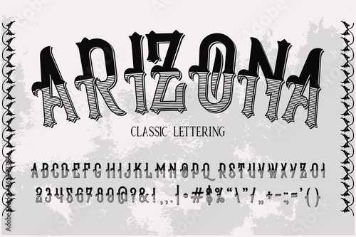 typography vector, vintage font, vector alphabet, letters and numbers, brown and white background