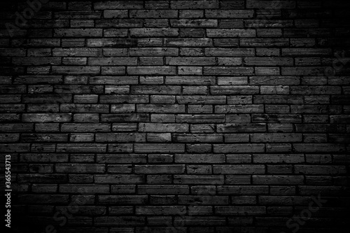 Black brick walls that are not plastered background and texture. The texture of the brick is black. Background of empty brick basement wall.
