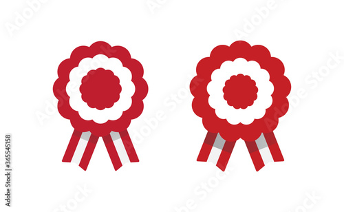 Peruvian cockade vector illustration. National symbol with Peru flag colors. Red and white rosette ribbon.