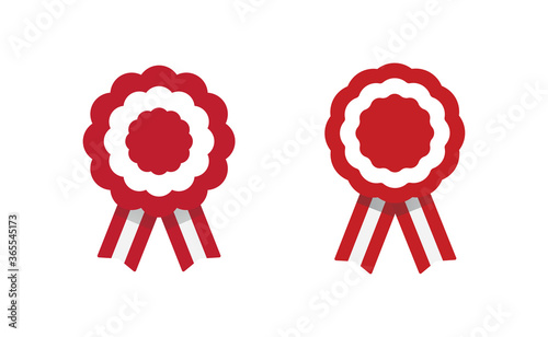 Peruvian cockade vector illustration. National symbol with Peru flag colors. Red and white rosette ribbon.