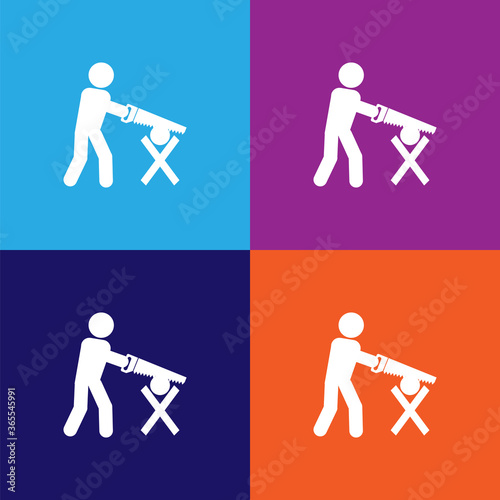 workmanship with a saw premium quality icon. Elements of constraction icon. Signs and symbols collection icon for websites, web design, mobile app