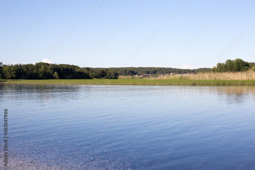 Ladoga Lake with Stone Embankment in Sortavala