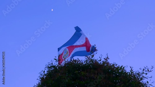 Bandera de Costa Rica ondeando en una noche del 15 de setiembre   photo