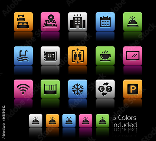 Hotel and Rentals Icons 1 of 2 // ColorBox Series - The Vector file includes 5 color versions for each icon in different layers.
