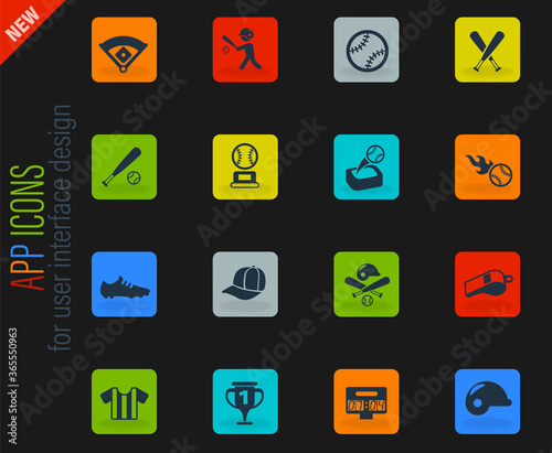 baseball icon set