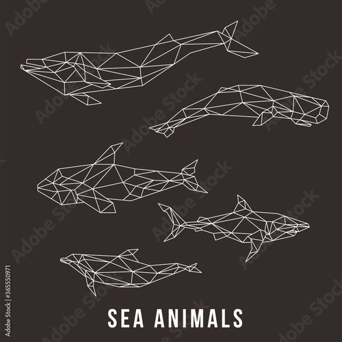 SEA ANIMAL ILLUSTRATION WITH TRIANGLE POLYGONAL STYLE