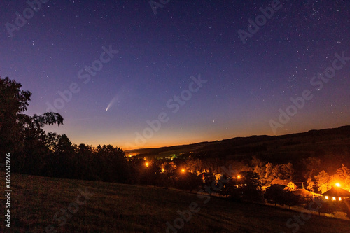 Landscape image wit the comet C/2020 F3 Neowise