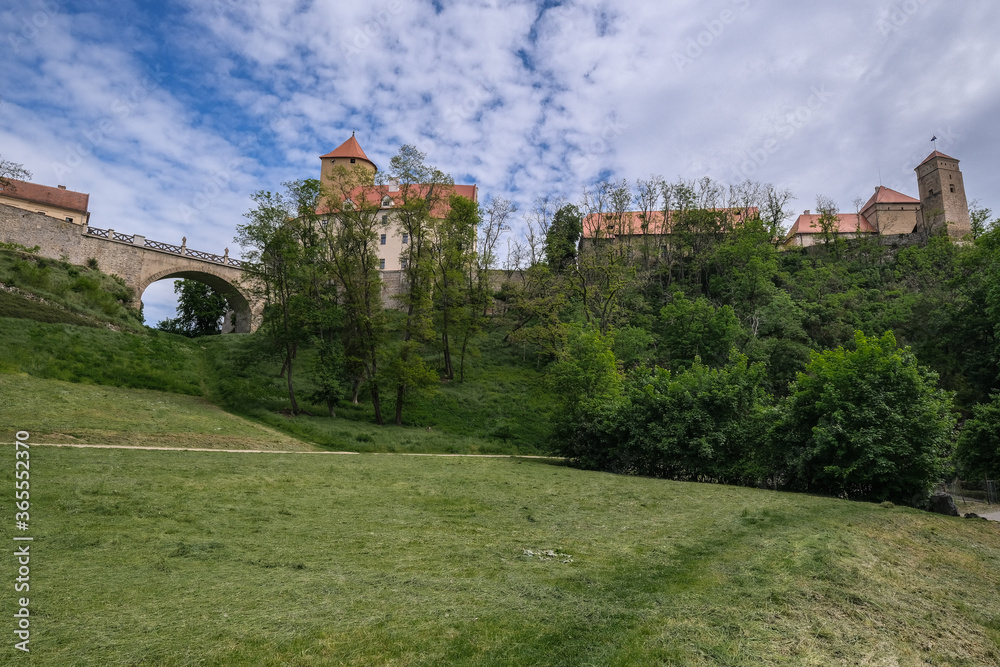 Veveri Castle, a ducal and royal castle, located on Svratka river, 12 km northwest of Brno city center, South Moravia, Czech Republic