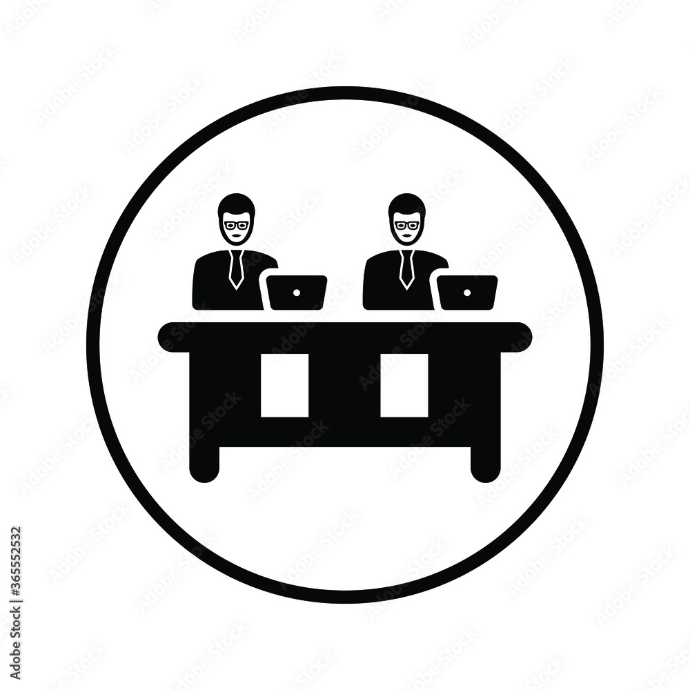 Working at office icon / black vector