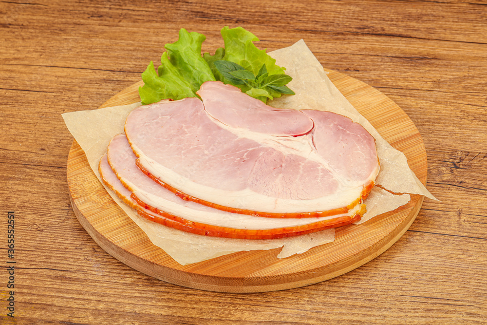 Sliced pork belly over board Sliced pork belly over board