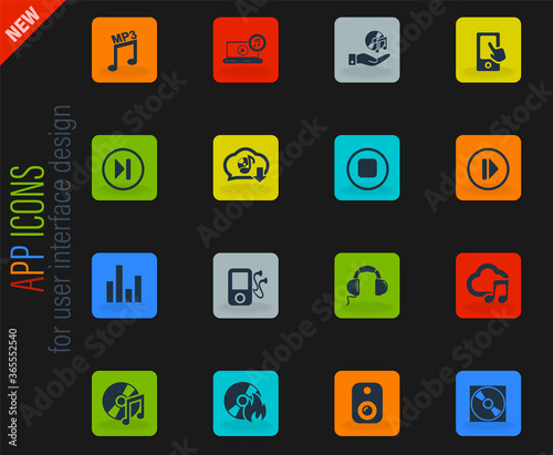 digital music icon set