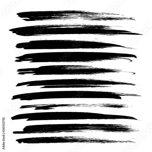 Abstract black long strokes big set isolated on white backckground 2 photo