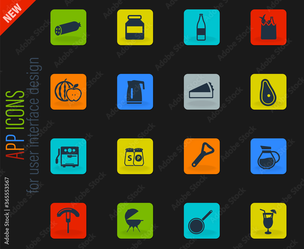 Food and kitchen simply icons