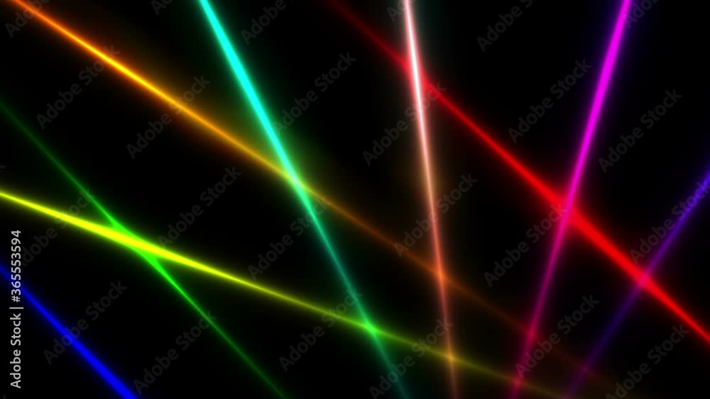 Intersecting multicolored lines. Light moves along the lines making them glow. Looping animation. Intersecting multicolored lines. Light moves along the lines making them glow. Looping animation.