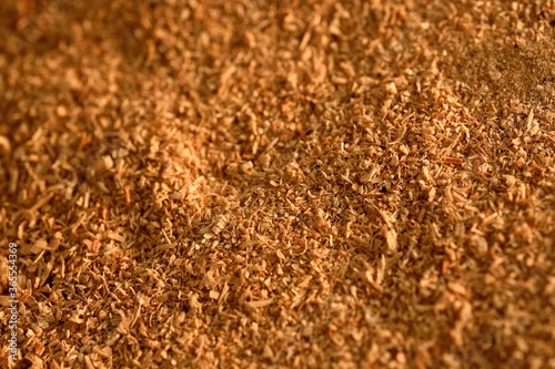 Obraz na plátne closeup of sawdust, shredded wood with different unevenness