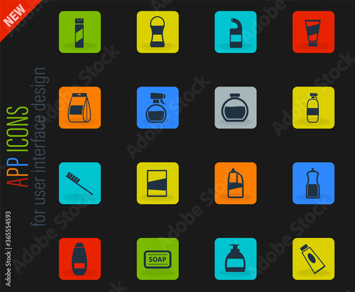 Houshold chemicals icons set