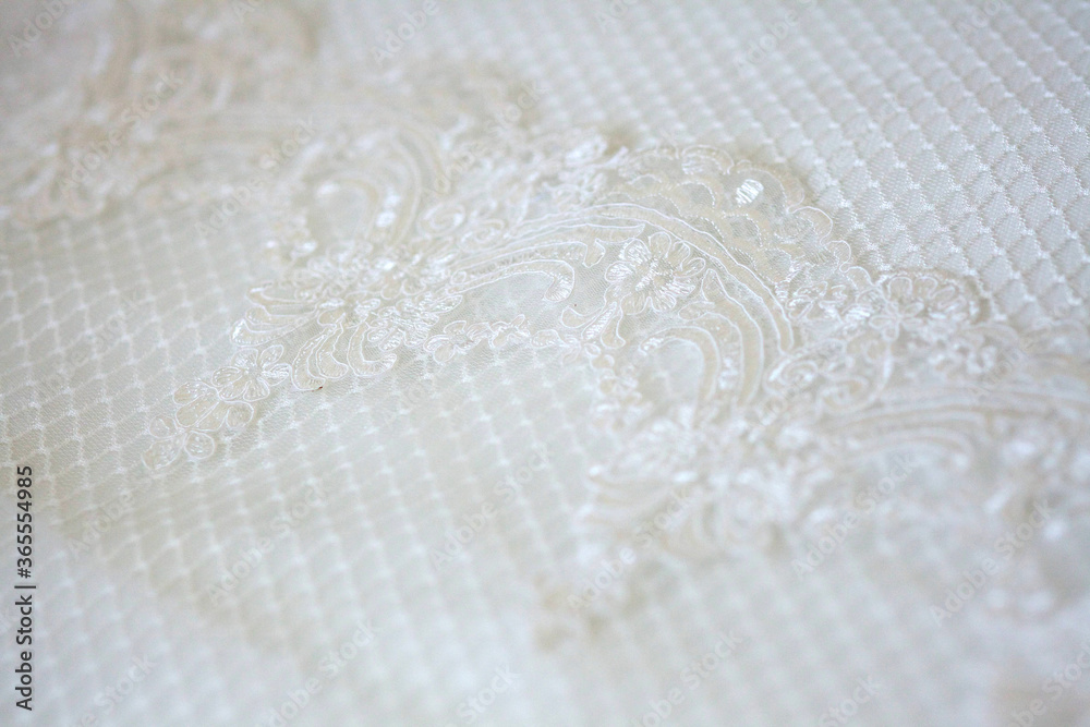 Lace and embroidery with beads on fabric Lace and embroidery with beads on fabric