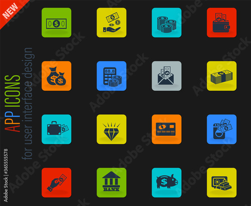 hand and money icon set