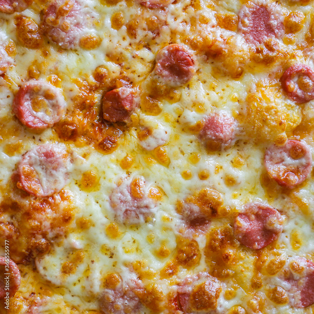 pizza salami sausages cheese classic recipe sauce fast food Takeaway Menu concept serving size. food background top view copy space organic eating