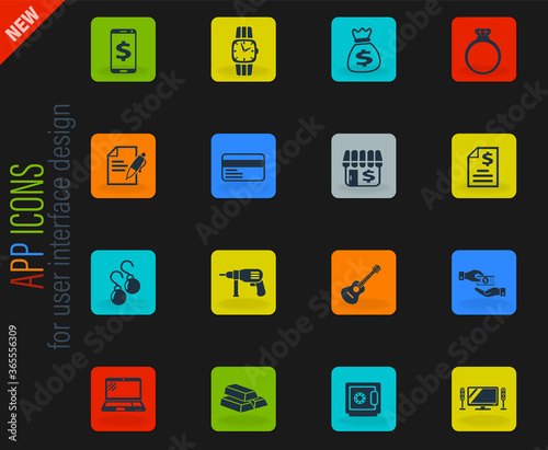 pawn shop icon set