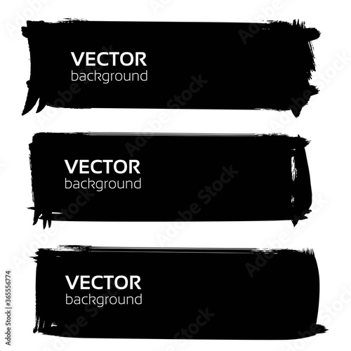 Abstract long banners from black thick strokes isolated on white backckground photo