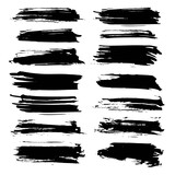 Abstract textured black long strokes isolated on a white background