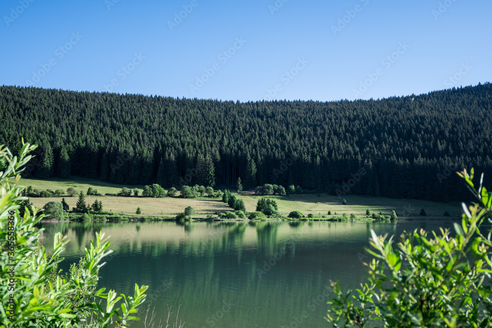 Lake between mountains in a beautiful summer day