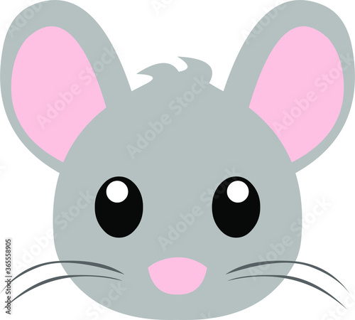 Vector illustration of the face of a cute little mouse cartoon 