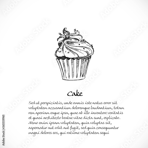 Background for your text with doodles on the topic of sweets - cake or muffins