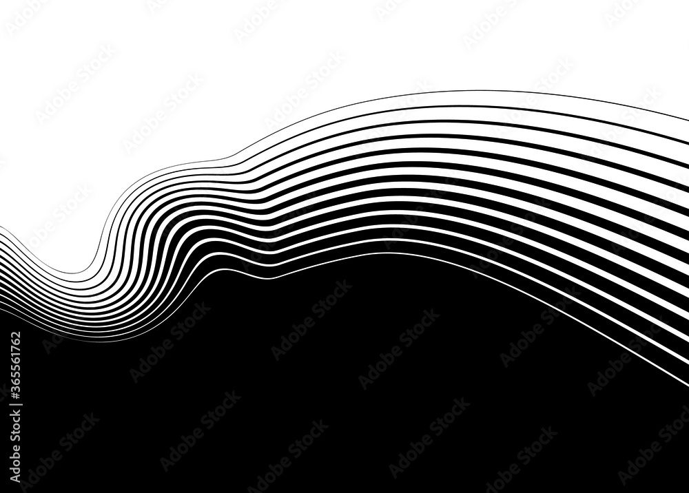 Universal transition from black to white with thin wavy lines. Black