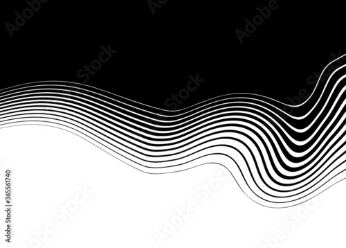 Universal transition from black to white wavy lines. Black and white abstract vector pattern