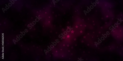 Dark Purple vector background with small and big stars. Shining colorful illustration with small and big stars. Best design for your ad, poster, banner.