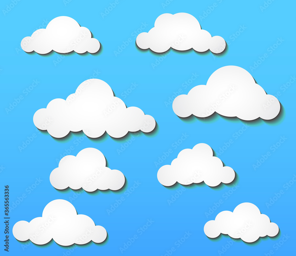 White drop shadow Clouds Vector vol 2