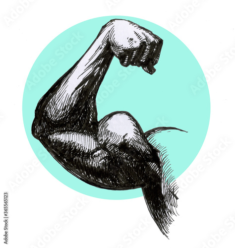 Wallpaper Mural The hand of the athlete.Ink drawing.	 Torontodigital.ca