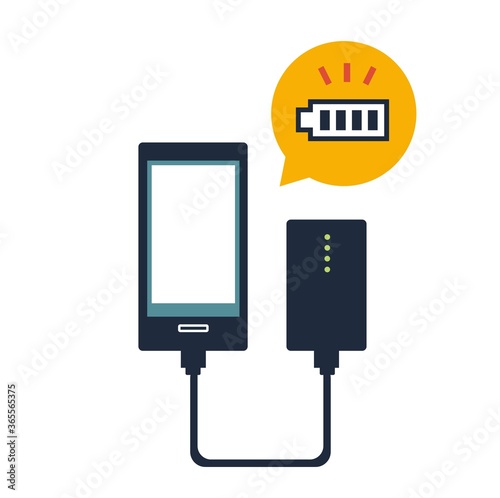 Illustration of flat design mobile battery