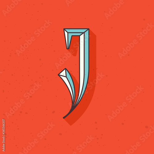 Retro compressed J letter logo.