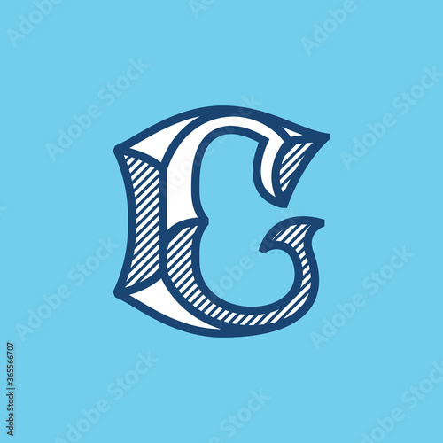 Decorative vintage C letter logo.