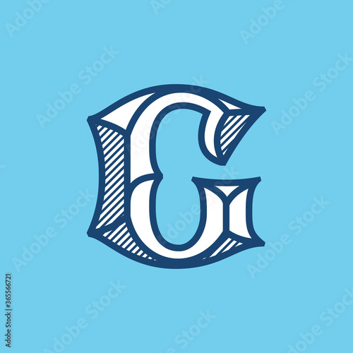 Decorative vintage G letter logo.