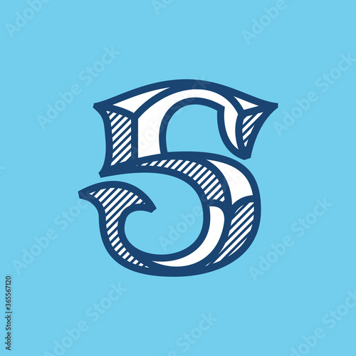 Decorative vintage number five logo.