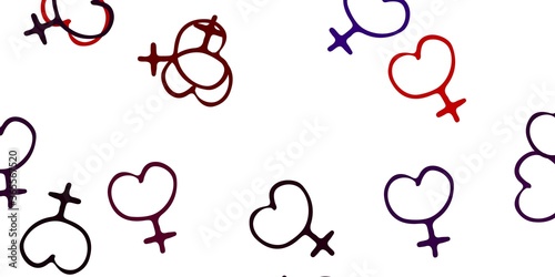 Light Blue, Red vector background with woman symbols.