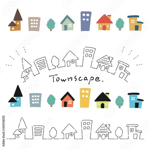 Hand drawn simple and cute house illustration material