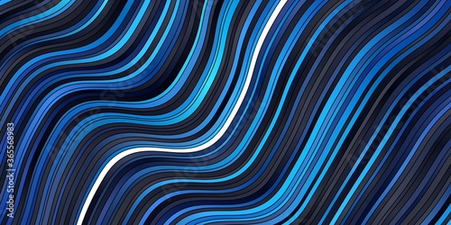 Dark BLUE vector background with curved lines. Abstract illustration with bandy gradient lines. Best design for your ad, poster, banner.