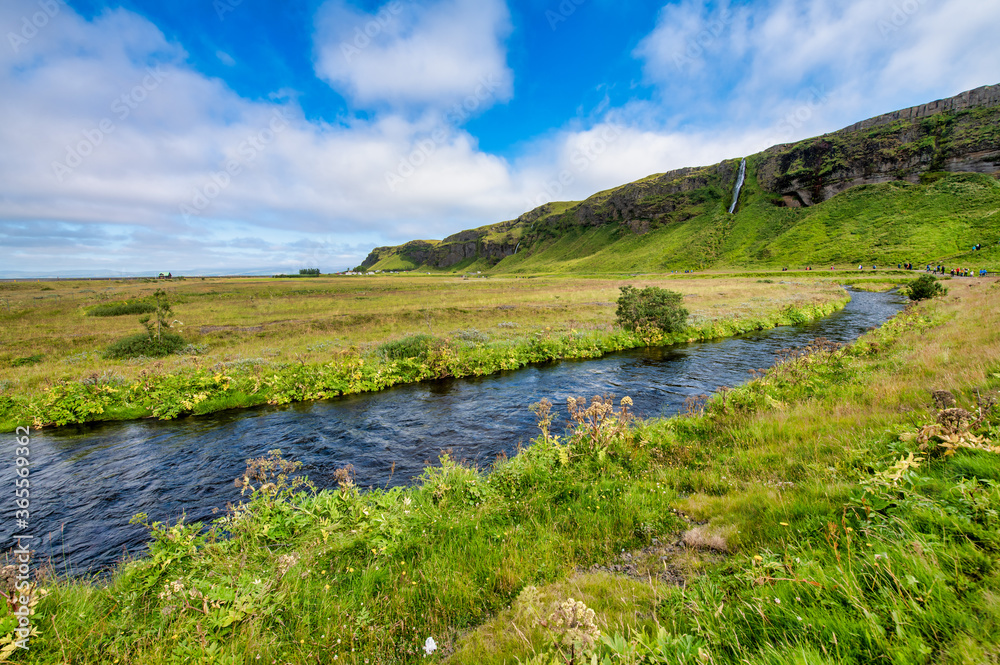 Creek of Seljalandfoss on a beautiful morning, Iceland