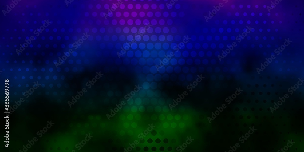 Naklejka premium Dark Multicolor vector texture with disks. Abstract colorful disks on simple gradient background. Pattern for booklets, leaflets.
